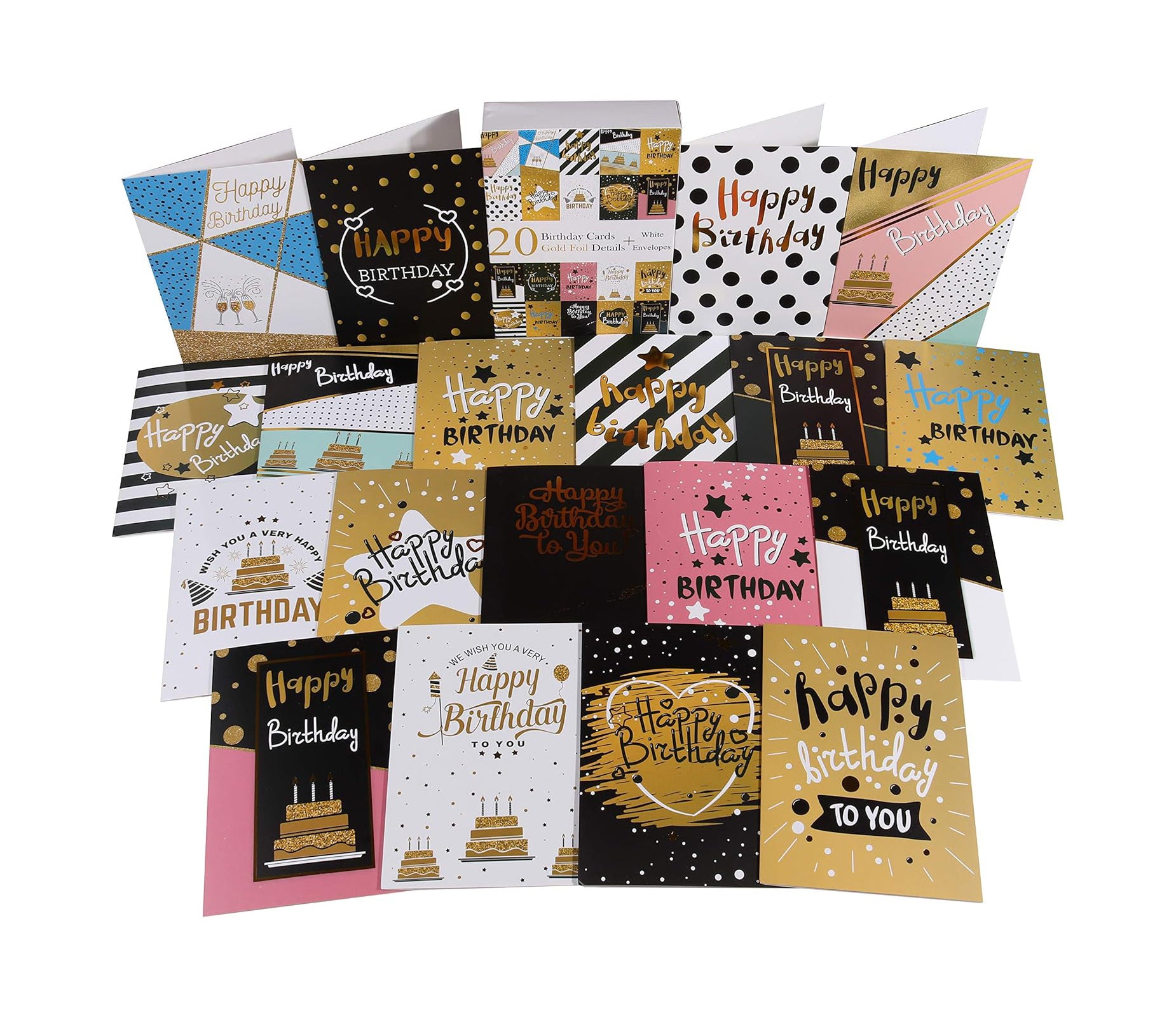 20x Gold Embellished Birthday Cards